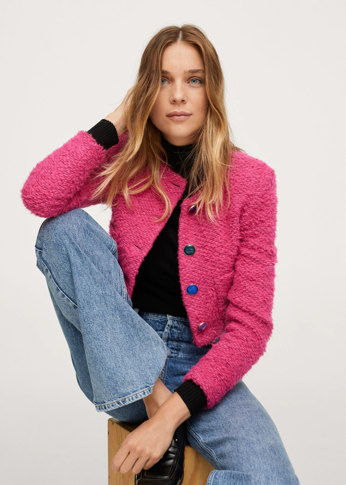 Mango Tweed Cropped Jacked