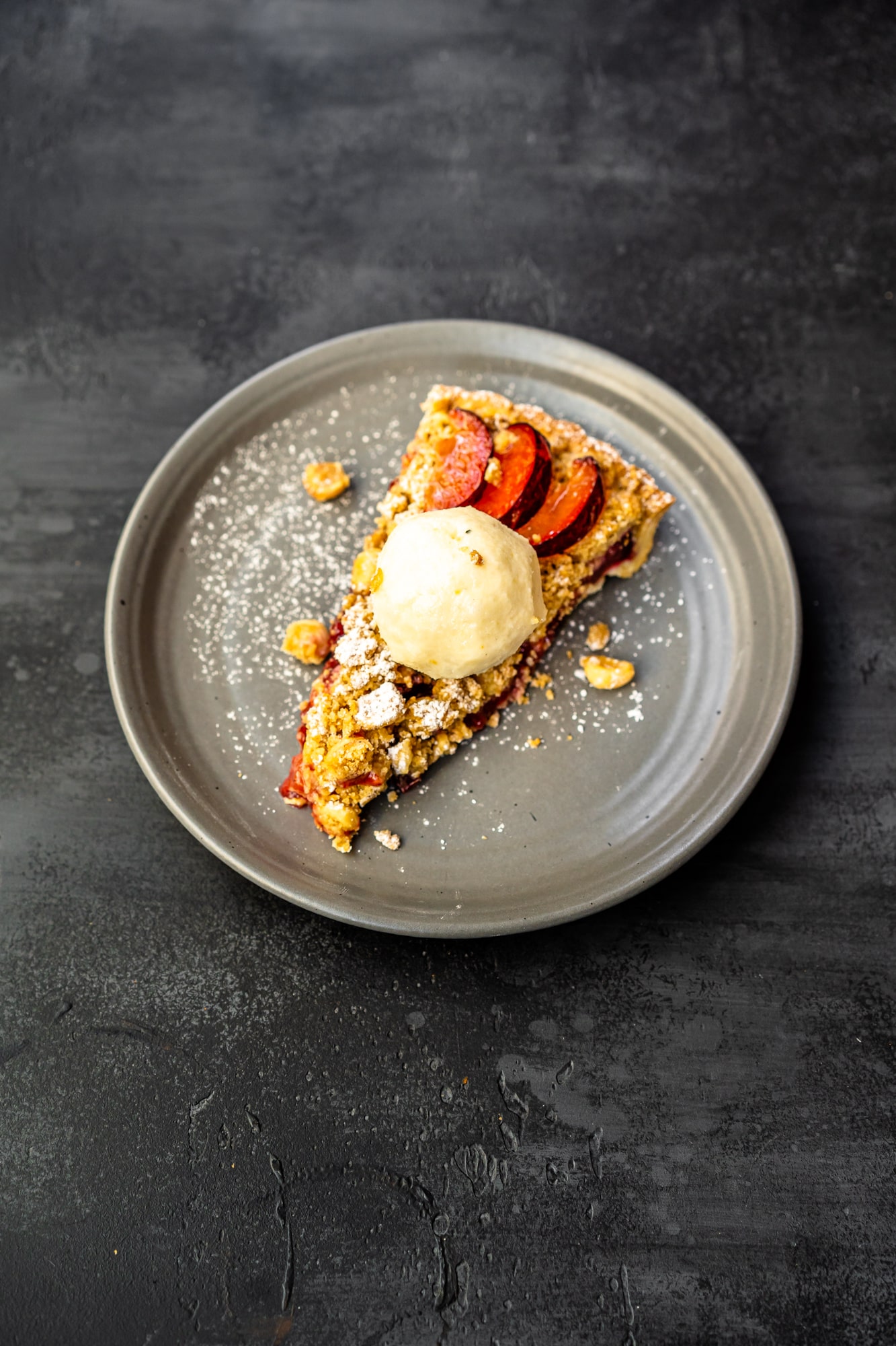 plum and hazelnut tart