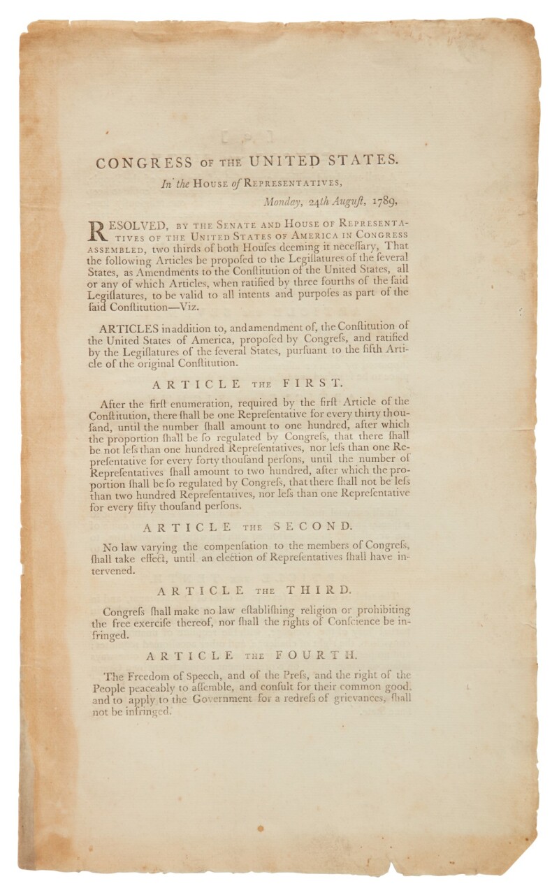 One of the rare American manuscripts on sale at Sotheby