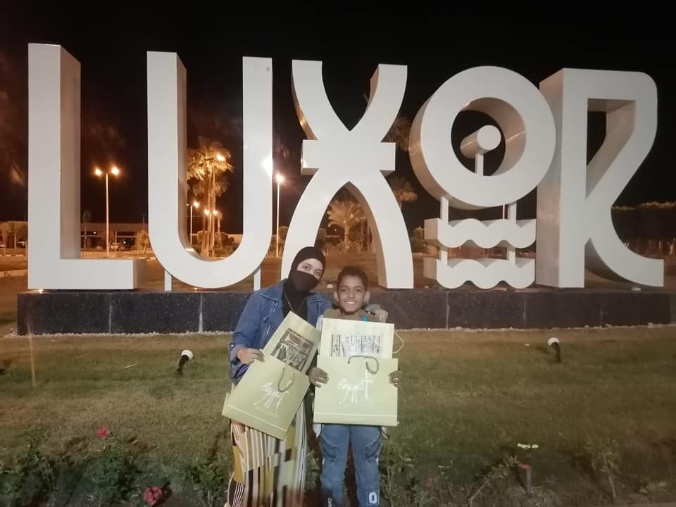 Talented Sinai child Ali Hassan and his sister during their trip to Luxor - Min. of Tourism & Antiquities