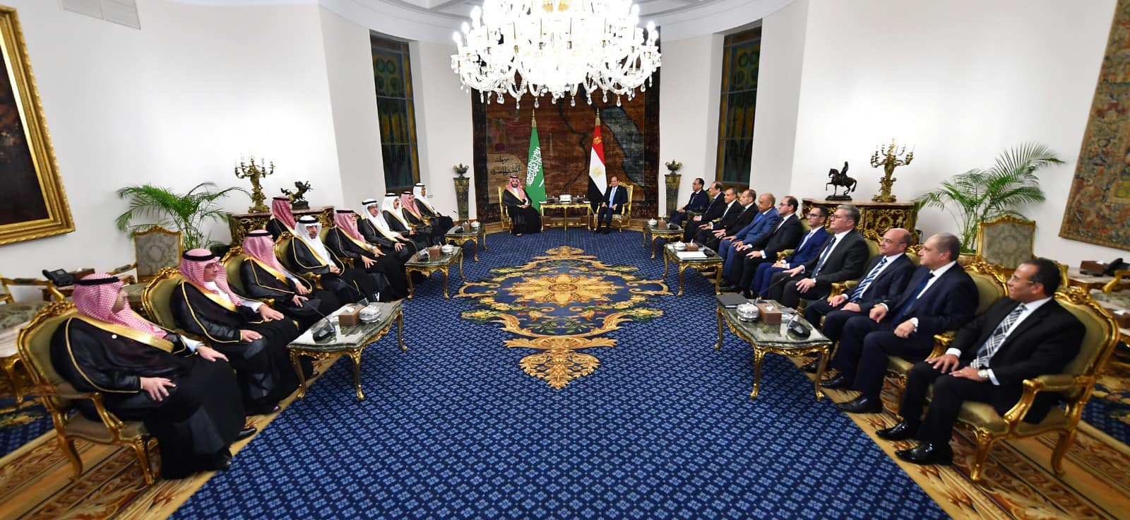 Egyptian President Abdel Fattah El-Sisi receives Saudi Arabia’s Crown Prince Mohammed bin Salman bin Abdulaziz in Cairo, 15 October 2024 3 – Egyptian Presidency