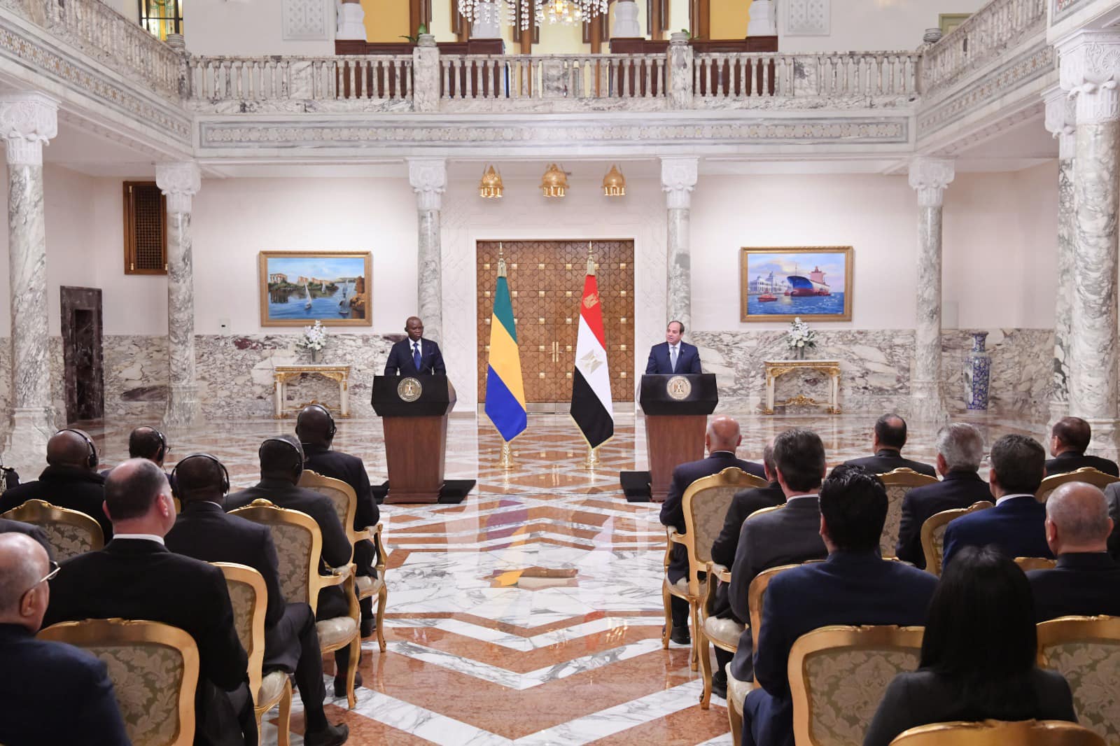 Egypt and Gabon presidents hold a press conference in Cairo