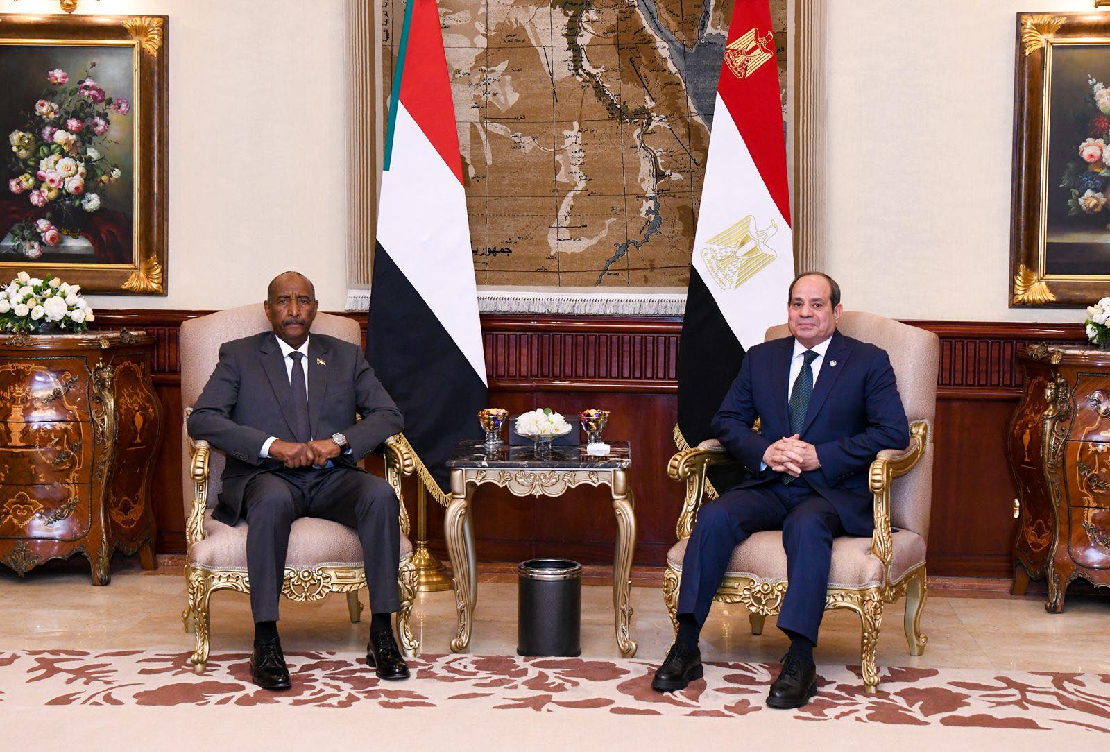 President Sisi receive Burhan of Sudan in Cairo Egypt