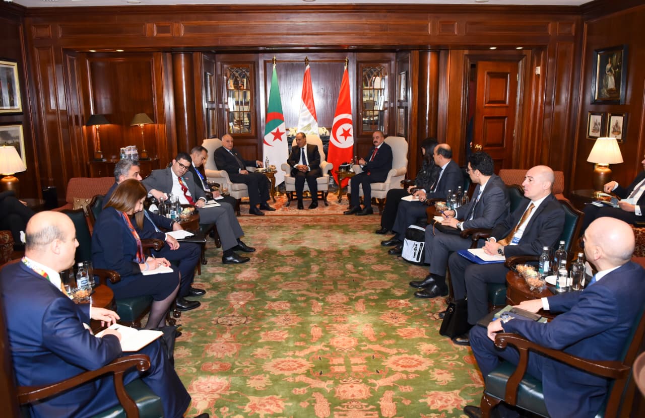Egypt FM Badr Abdelatty holds talks with Tunisian FM Mohamed Nafti and Algerian FM Ahmed Attaf in Cairo