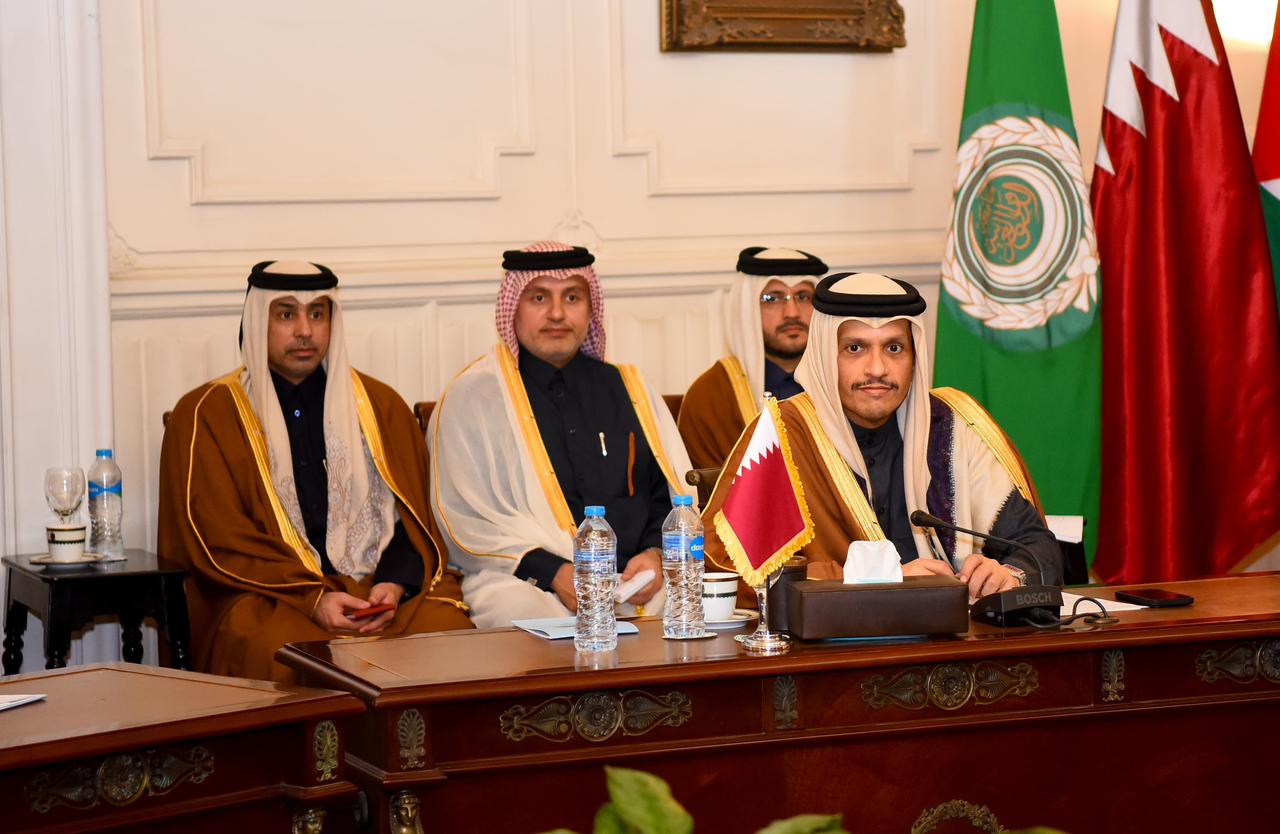 Qatari FM Mohamed Al Thani attends Cairo meeting for 5 Arab nations, PLO and AL 2