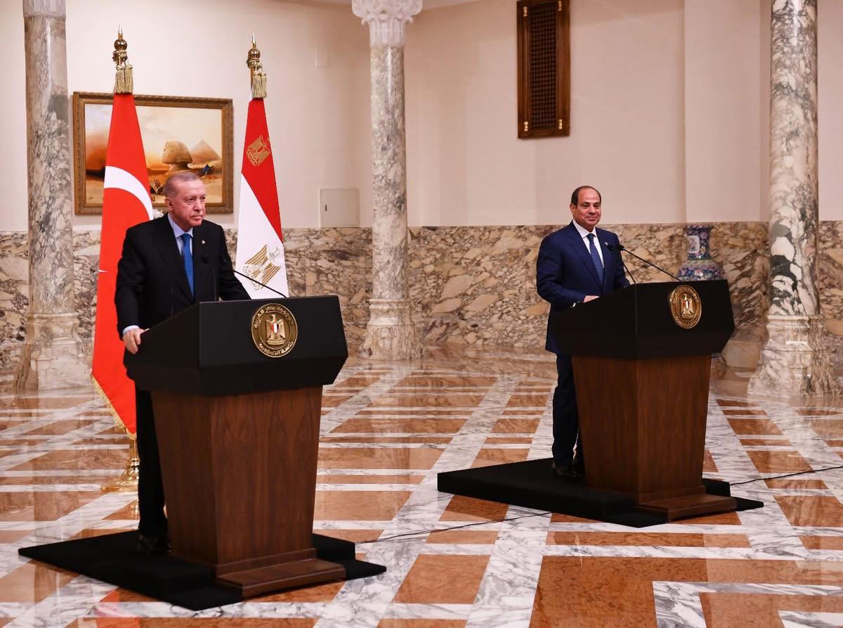 The Egyptian and Turkish leaders hold a press conference in Cairo