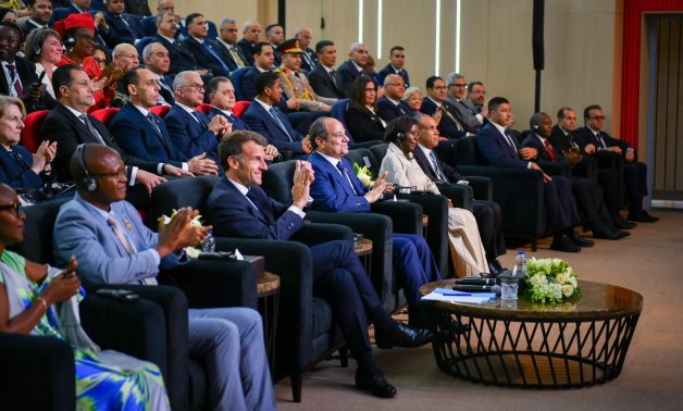President El-Sisi and President Macron during Senghor University inauguration