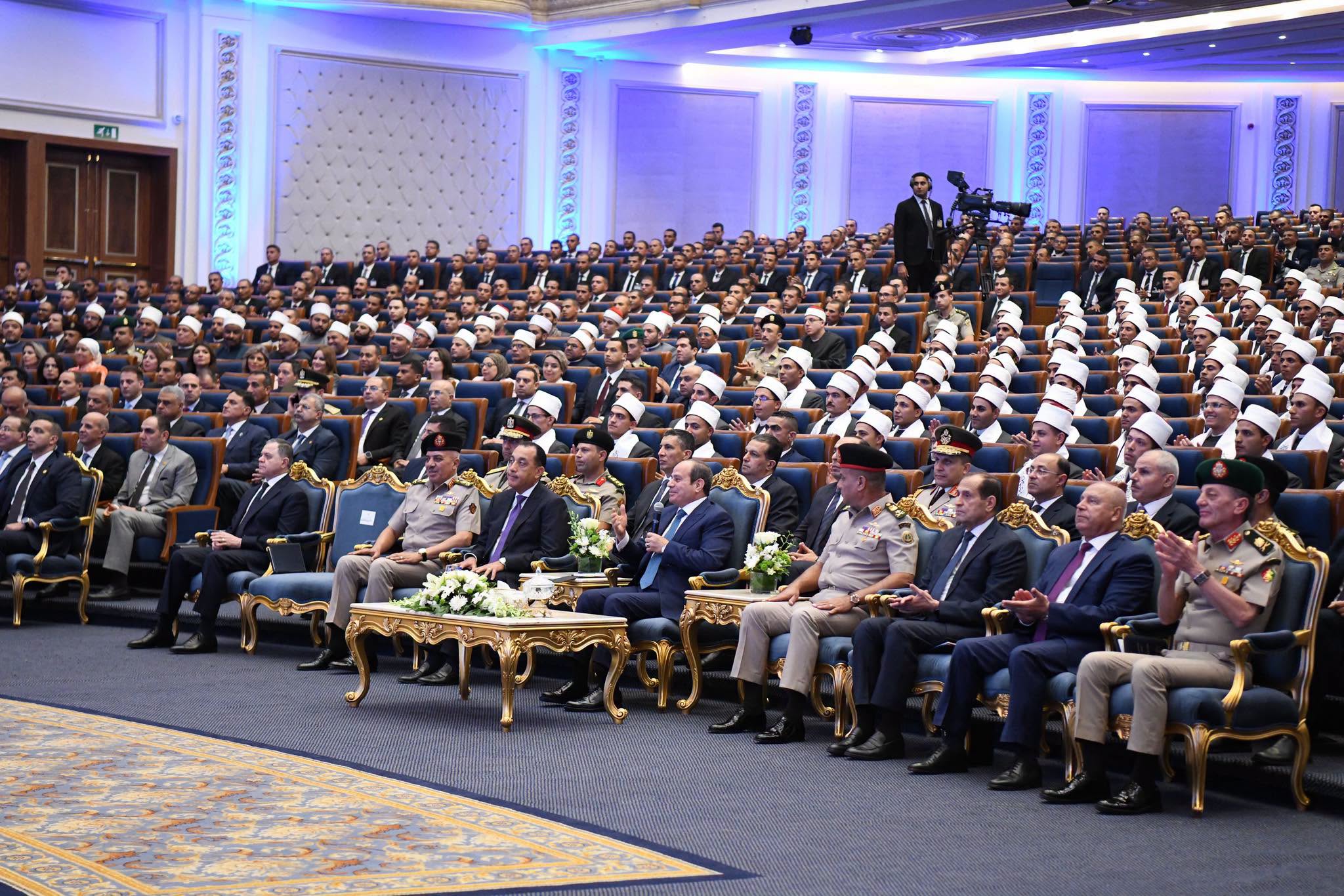 President Abdel Fattah El Sisi attends the graduation ceremony for the third cohort of Ministry of Endowments imams at the Egyptian Military Academy 2