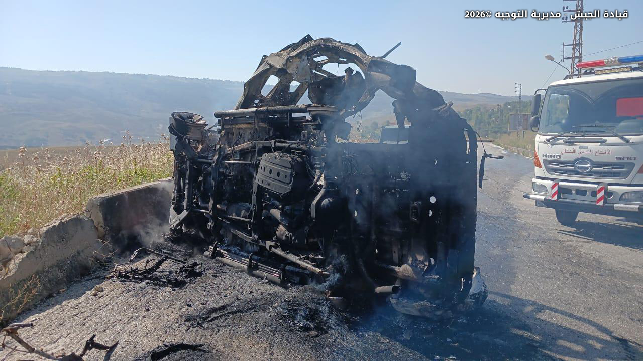 The Lebanese Army releases images of the vehicle targeted by the Israeli military on 6 June 2026