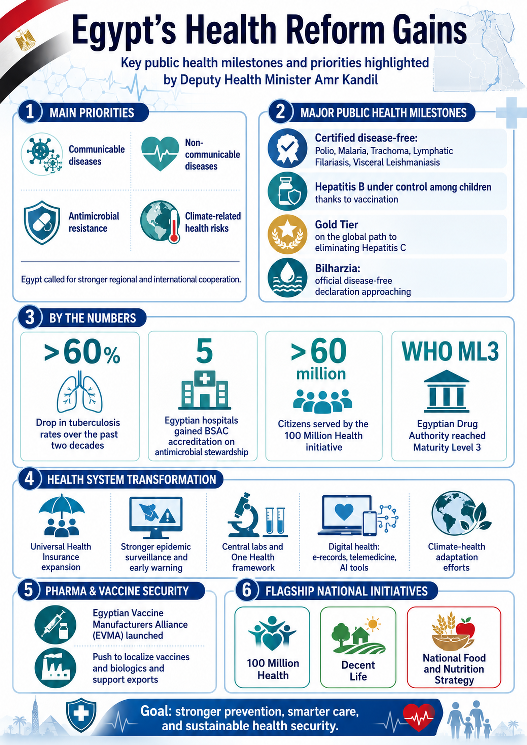 Infographic highlighting Egypt's major public health achievements