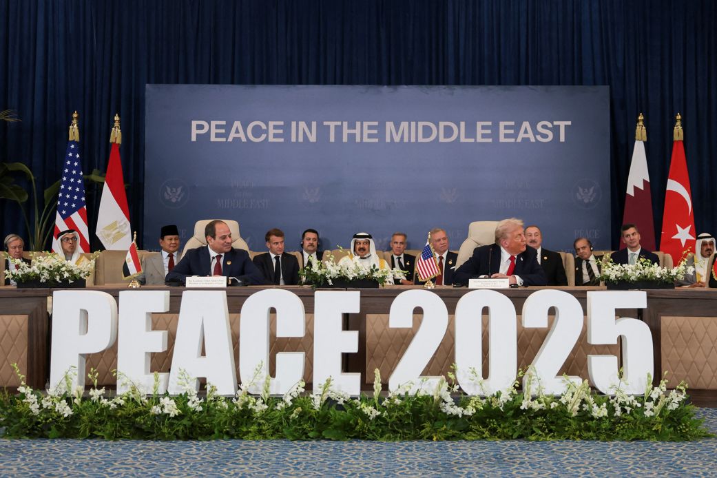 Egyptian President Abdel Fattah El-Sisi and US President Donald Trump during a peace summit