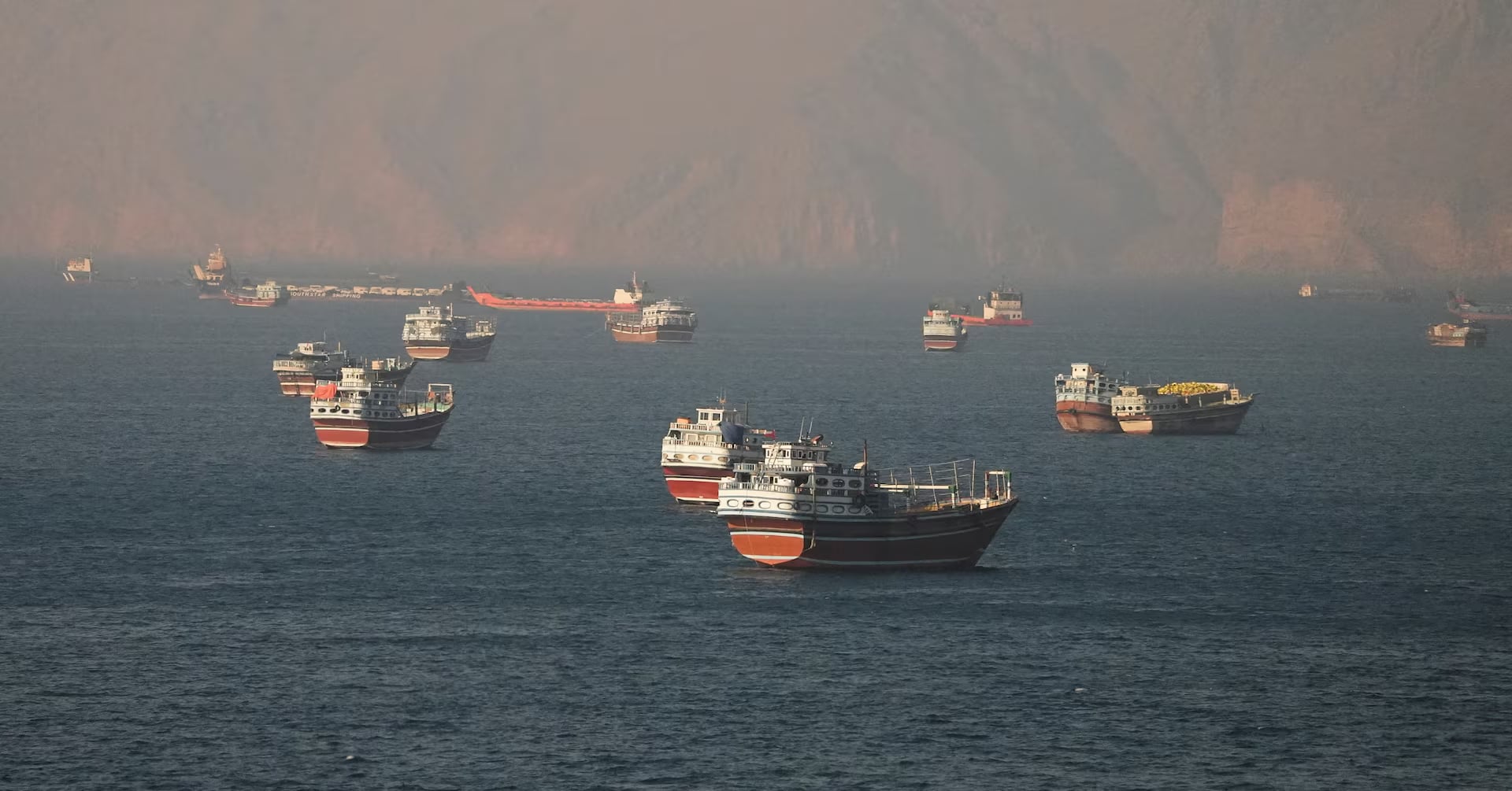 Commercial vessels in the Strait of Hormuz