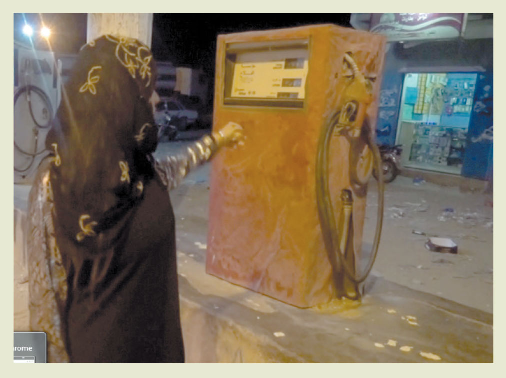 One of the destroyed petrol stations in Aden
