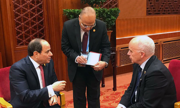 Sisi speaks with President of the Swiss Confederation Ueli Maurer in Beijing- press photo