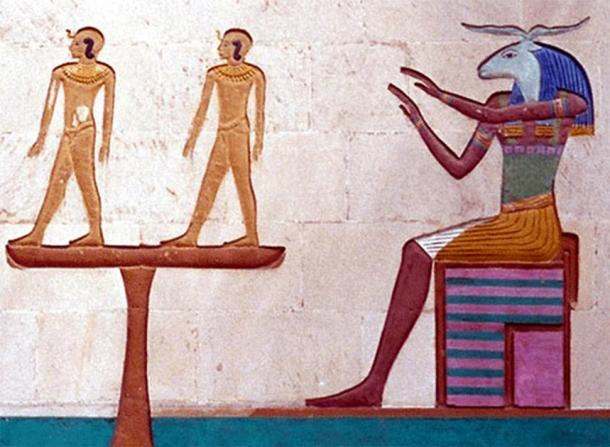 The water ram-headed deity Khnum Khnum forming humans on his potter’s wheel. ( Canadian Museum of History ) 